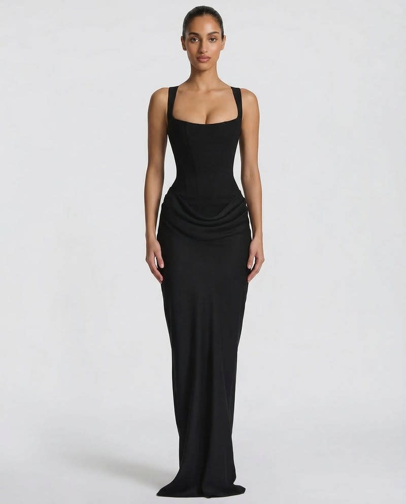 Anastasia Corset Draped Maxi Dress_1