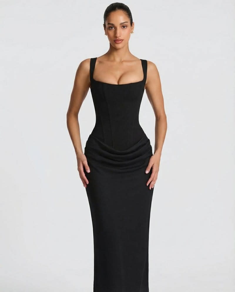 Anastasia Corset Draped Maxi Dress_3