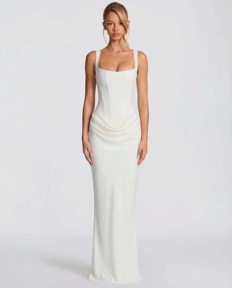 Anastasia Corset Draped Maxi Dress_5