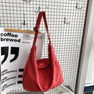 Women's Oversized Canvas Shoulder Bag with Wide Strap