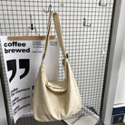 Women's Oversized Canvas Shoulder Bag with Wide Strap