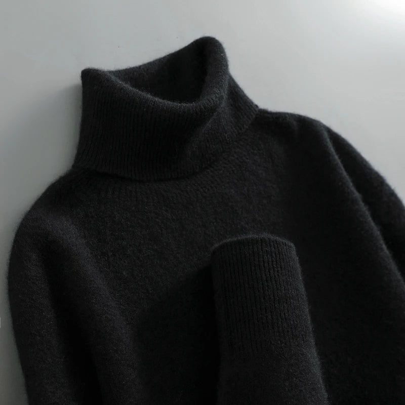 Women's Ribbed Turtleneck Sweater with Long Sleeves