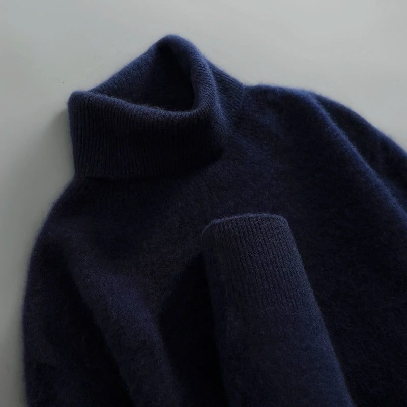 Women's Ribbed Turtleneck Sweater with Long Sleeves