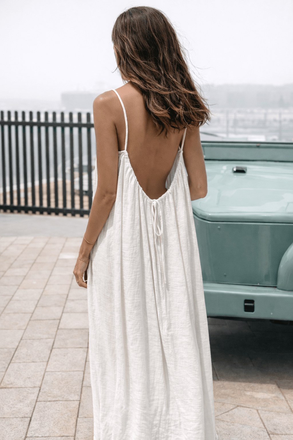 Women's Maxi Dress with Adjustable Open Back - Flowy Backless Gown