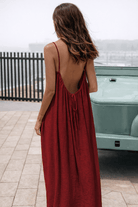Women's Maxi Dress with Adjustable Open Back - Flowy Backless Gown