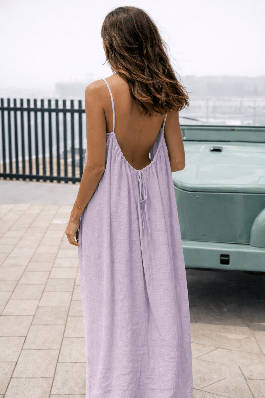 Women's Maxi Dress with Adjustable Open Back - Flowy Backless Gown