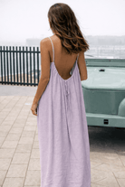 Women's Maxi Dress with Adjustable Open Back - Flowy Backless Gown