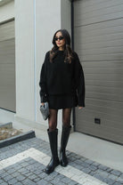 Women's Knit Sweater and Skirt Set - Oversized Top with Fitted Skirt