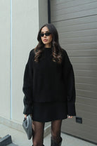 Women's Knit Sweater and Skirt Set - Oversized Top with Fitted Skirt