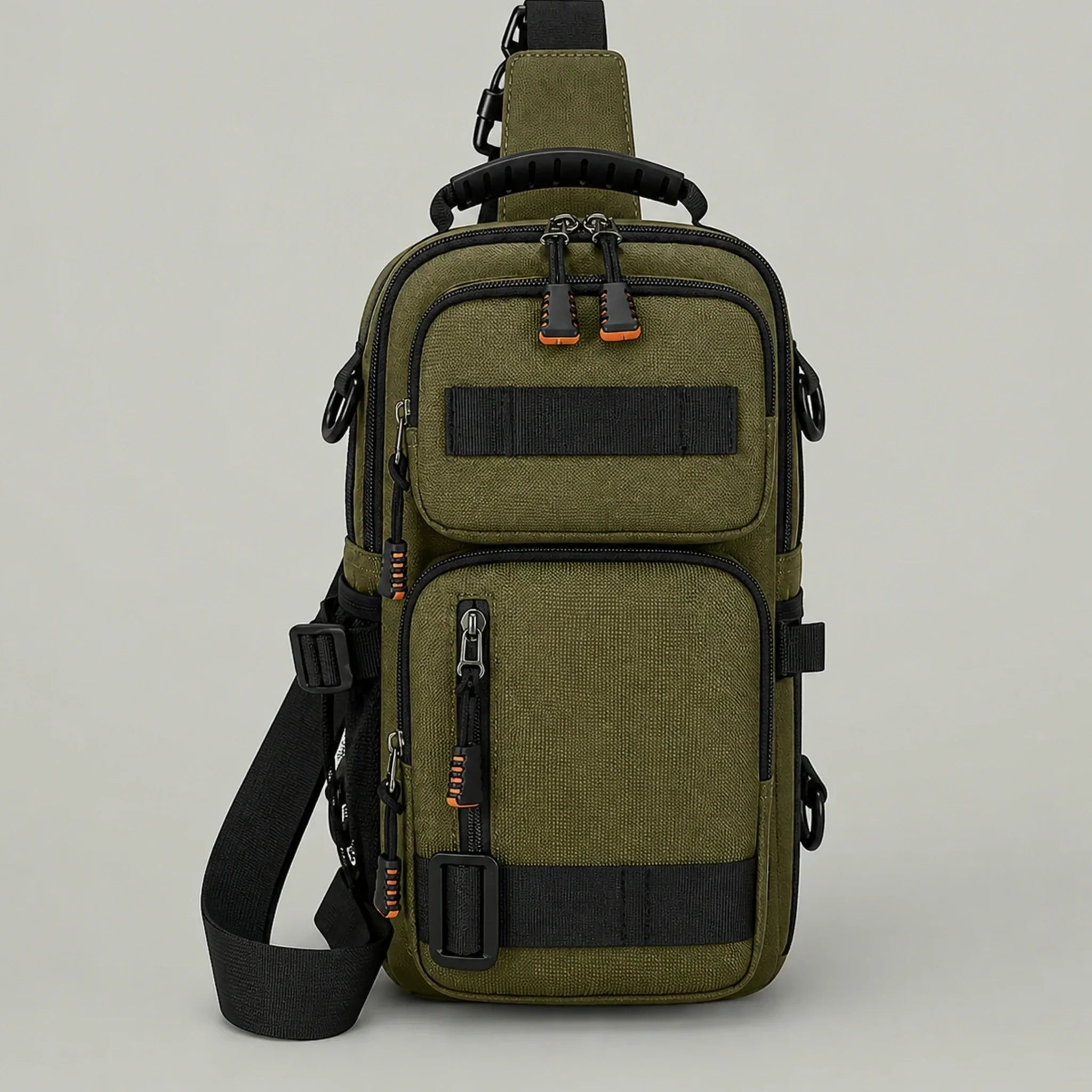 Olive Green sling bag complete front view — view 3