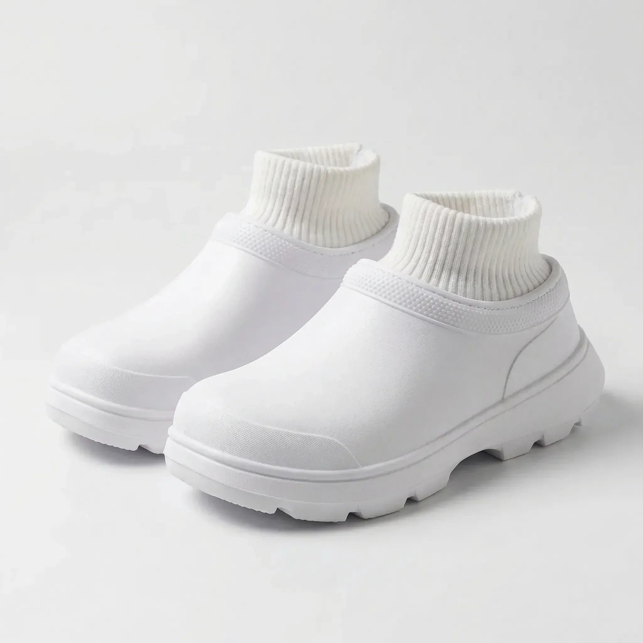 Women's Waterproof Slip-On Clogs with Knitted Ankle Cuff