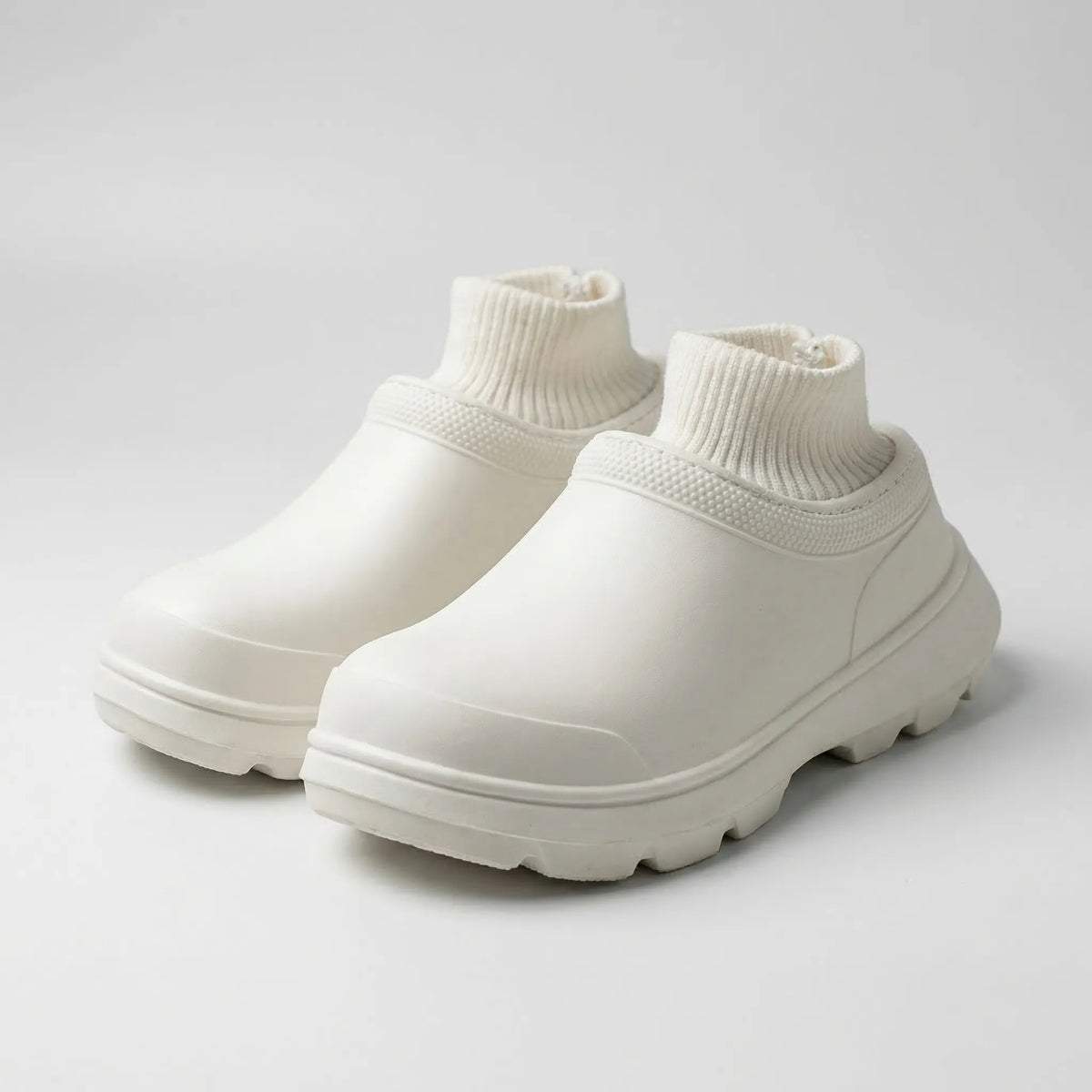 Women's Waterproof Slip-On Clogs with Knitted Ankle Cuff