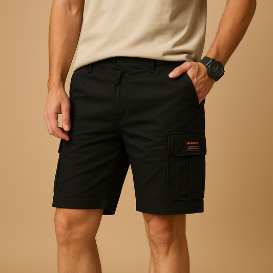 Cargo Shorts voor Heren – Polyester, Zwart of Khaki, Geschikt voor Dagelijks en Outdoor Gebruik