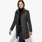 Soraya – Women's Coat with button closure and stand - up collar - Trench Coats - Black - Taylor & Bennett