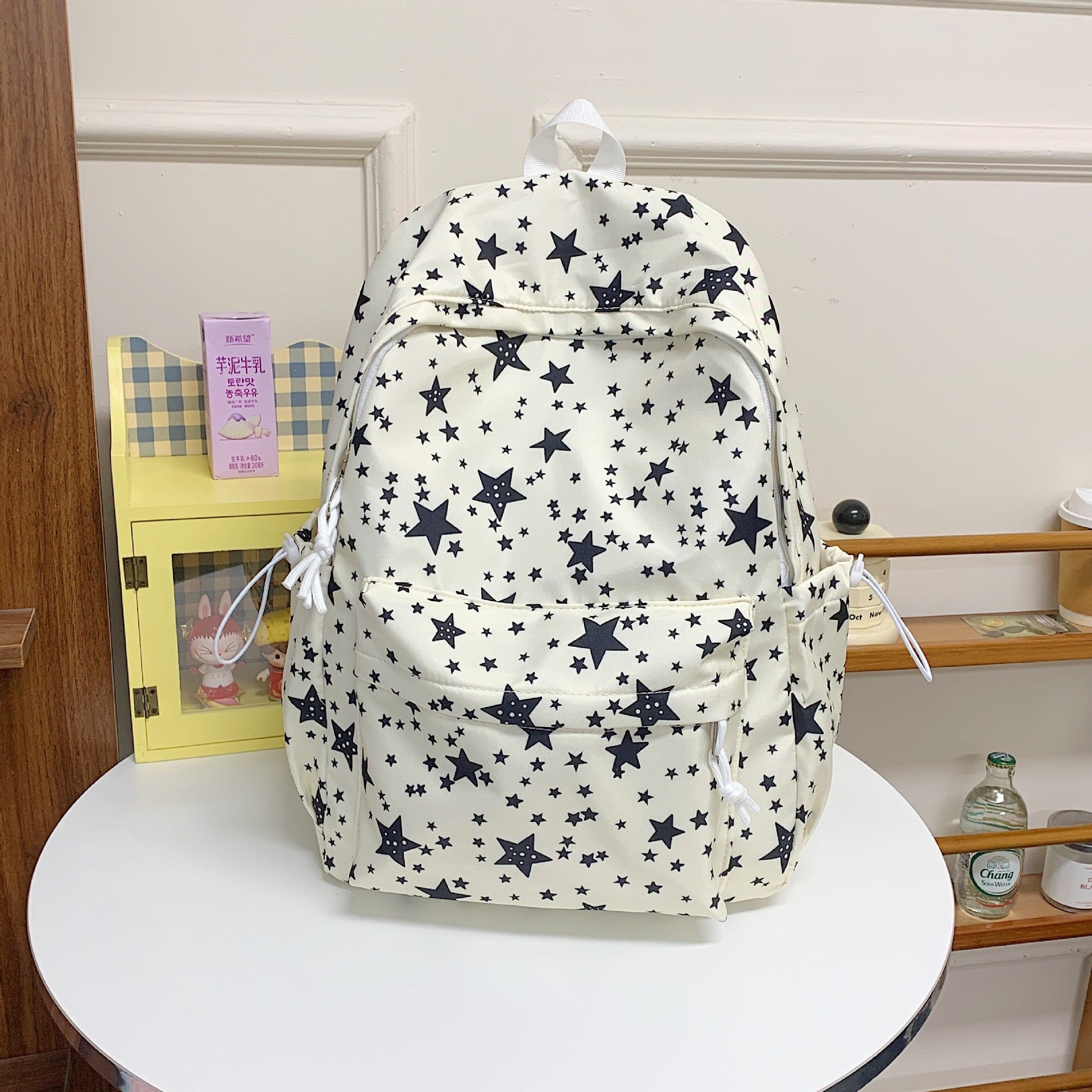 Star Print Multi-Pocket Backpack – Casual Daypack