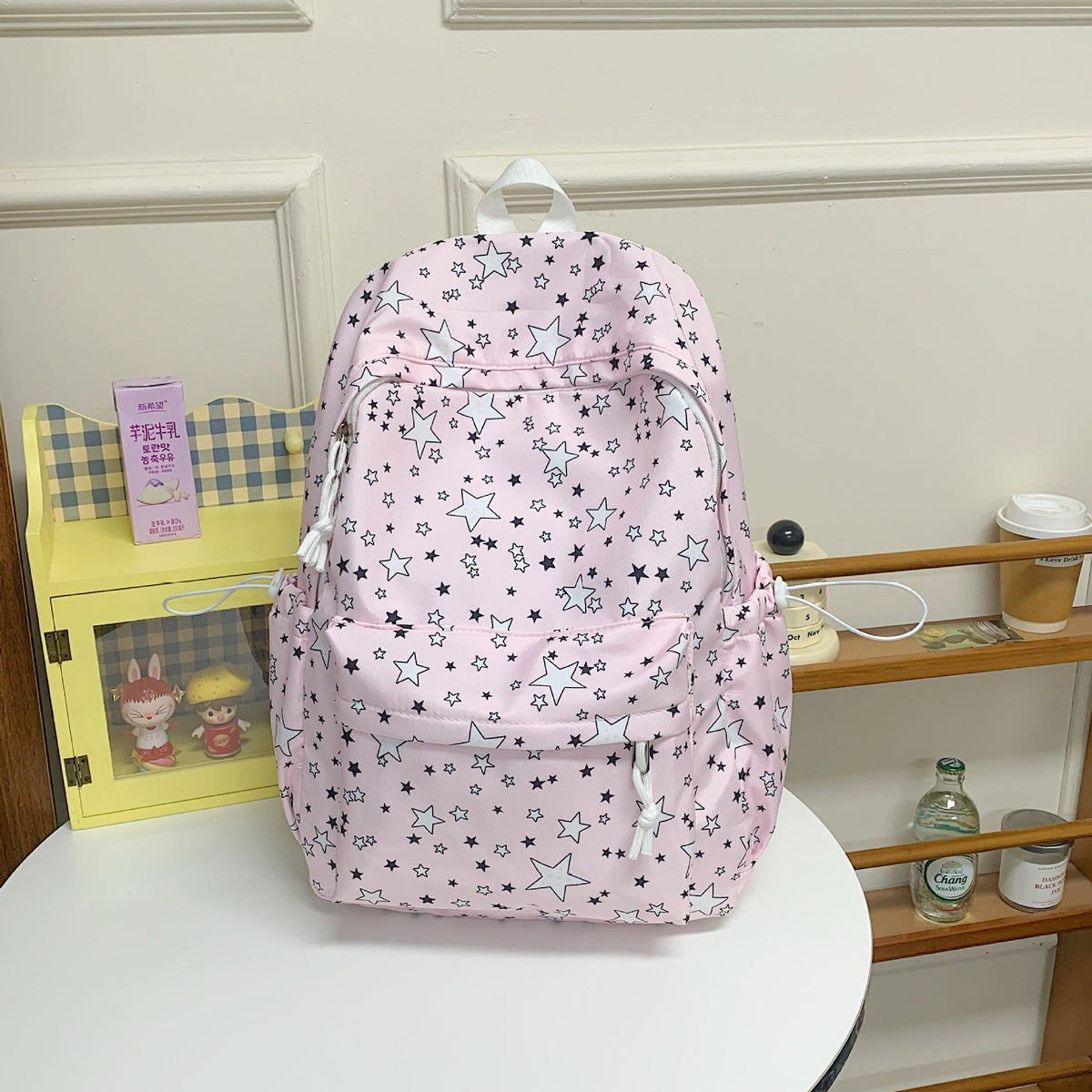 Star Print Multi-Pocket Backpack – Casual Daypack
