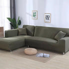 stretch corner sofa cover in army green