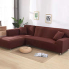 stretch corner sofa cover in coffee