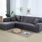 stretch corner sofa cover in dark grey