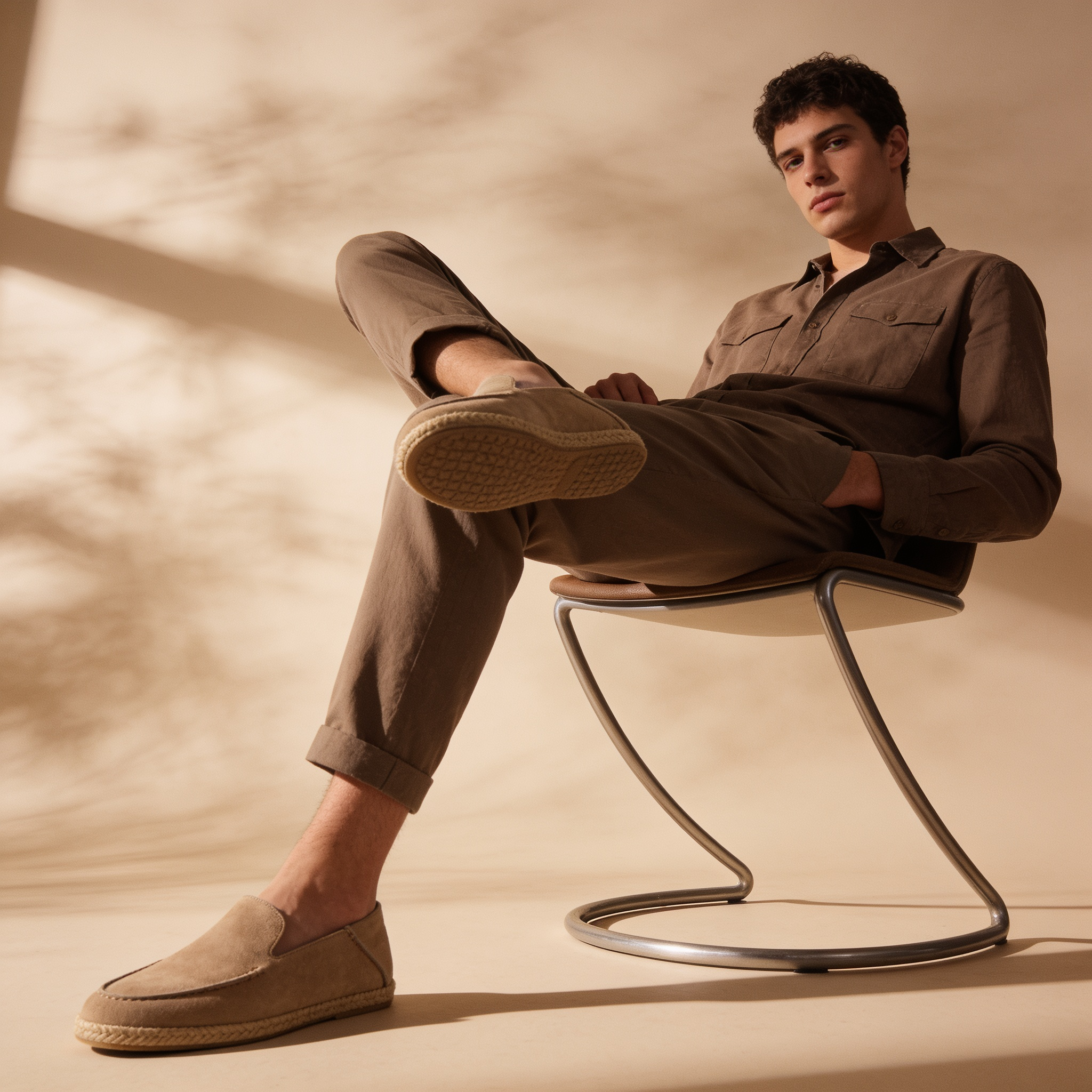 Men's Suede Espadrille Loafers - Summer Slip-On Shoes