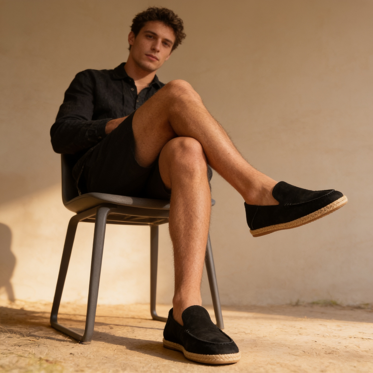 Men's Suede Espadrille Loafers - Summer Slip-On Shoes