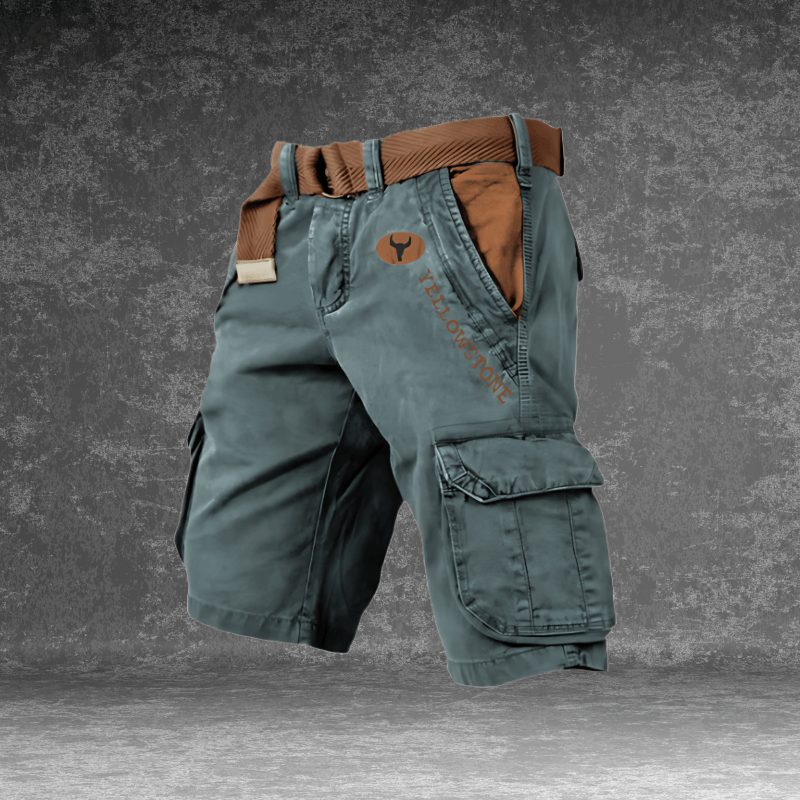 Men's Cargo Shorts with Multi-Pocket Utility Design, Polyester