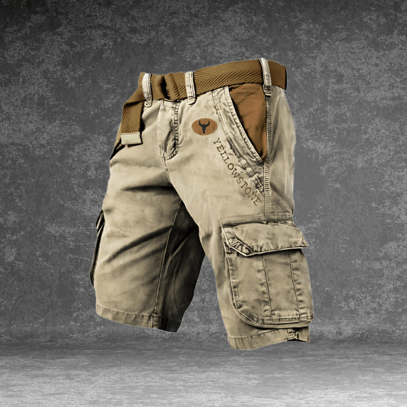 Men's Cargo Shorts with Multi-Pocket Utility Design, Polyester