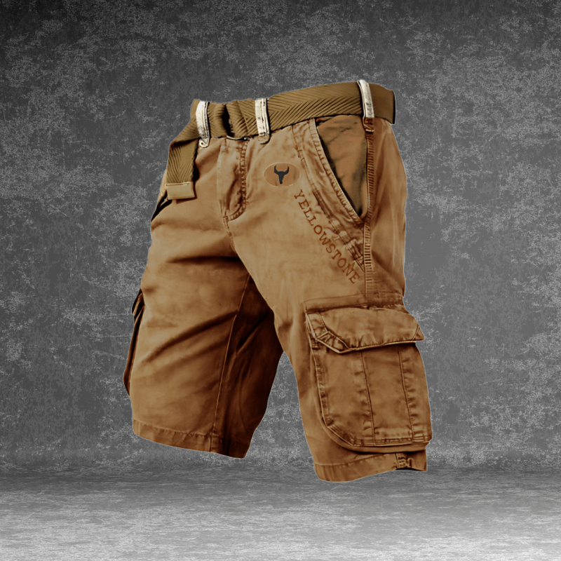 Men's Cargo Shorts with Multi-Pocket Utility Design, Polyester
