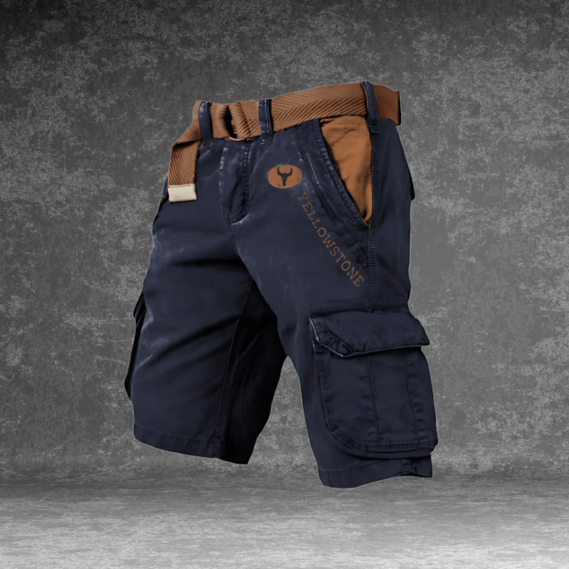 Men's Cargo Shorts with Multi-Pocket Utility Design, Polyester