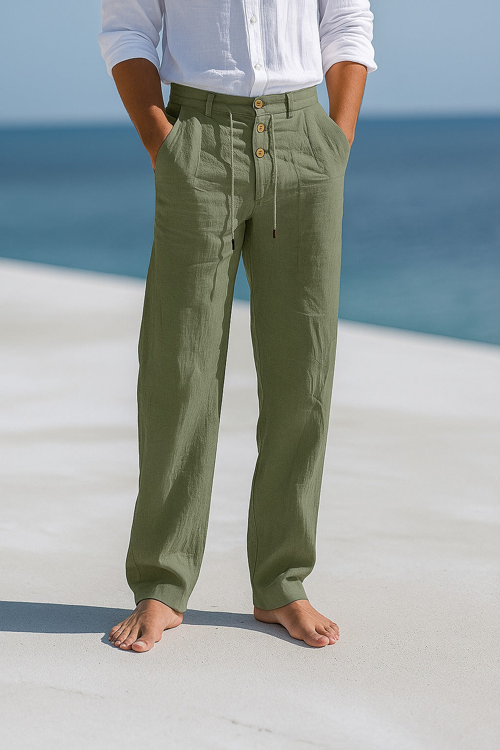 Men's Linen Pants Straight Fit - Breathable Summer Trousers