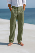 Men's Linen Pants Straight Fit - Breathable Summer Trousers
