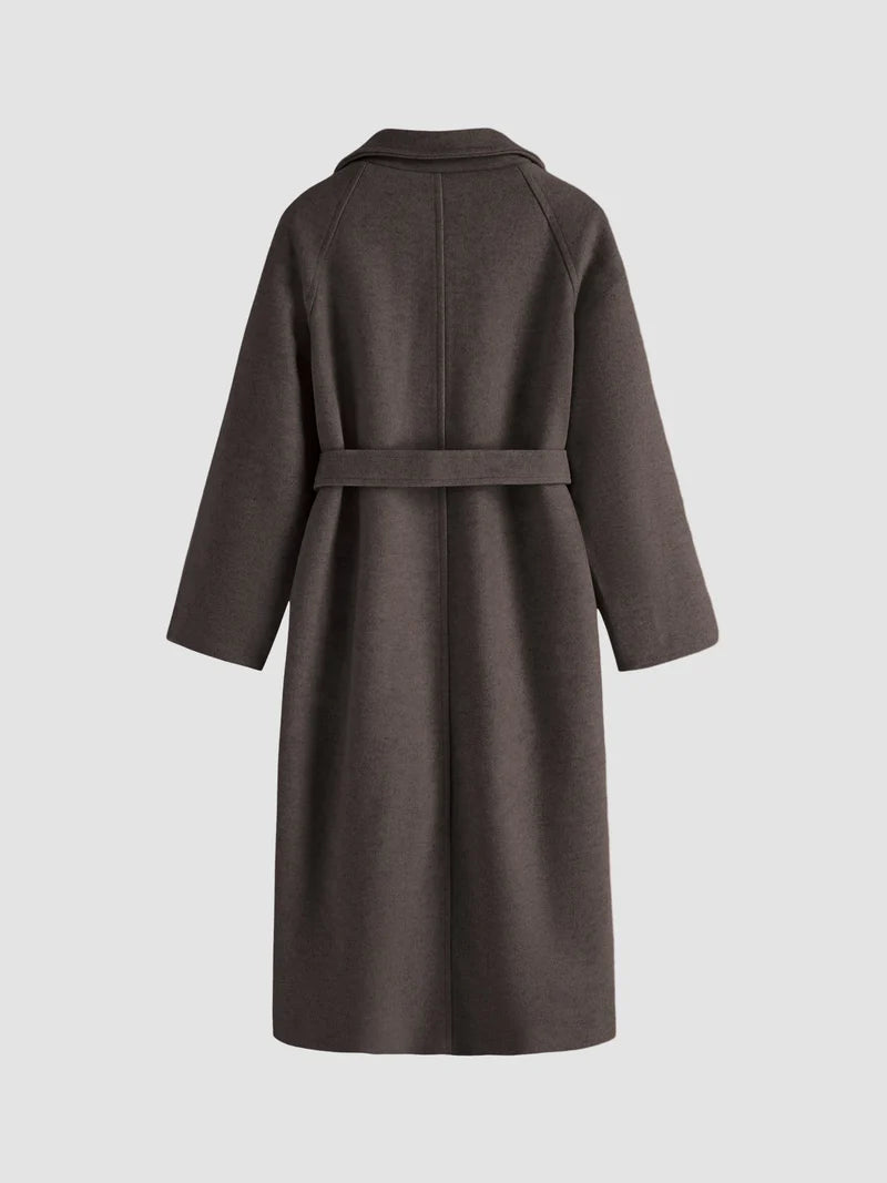 Women's Long Wool-Blend Overcoat with Refined Tailoring