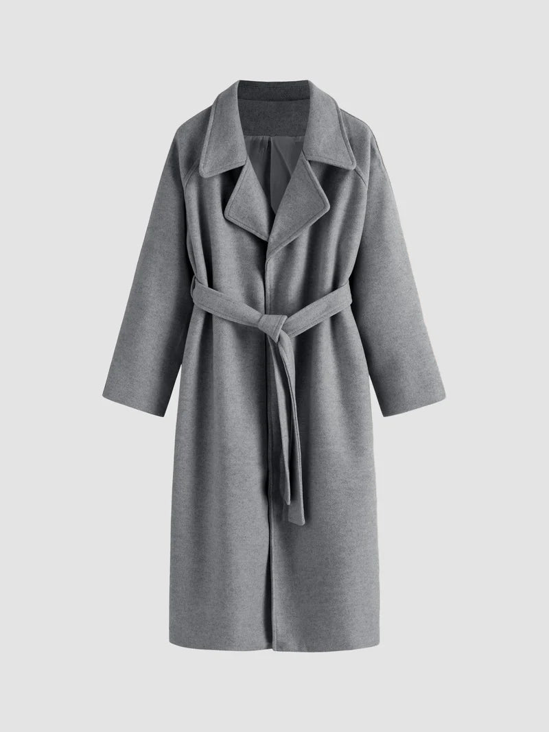 Women's Long Wool-Blend Overcoat with Refined Tailoring