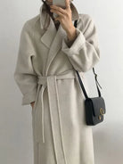 Women's Long Wool-Blend Overcoat with Refined Tailoring