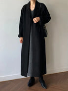 Women's Long Wool-Blend Overcoat with Refined Tailoring