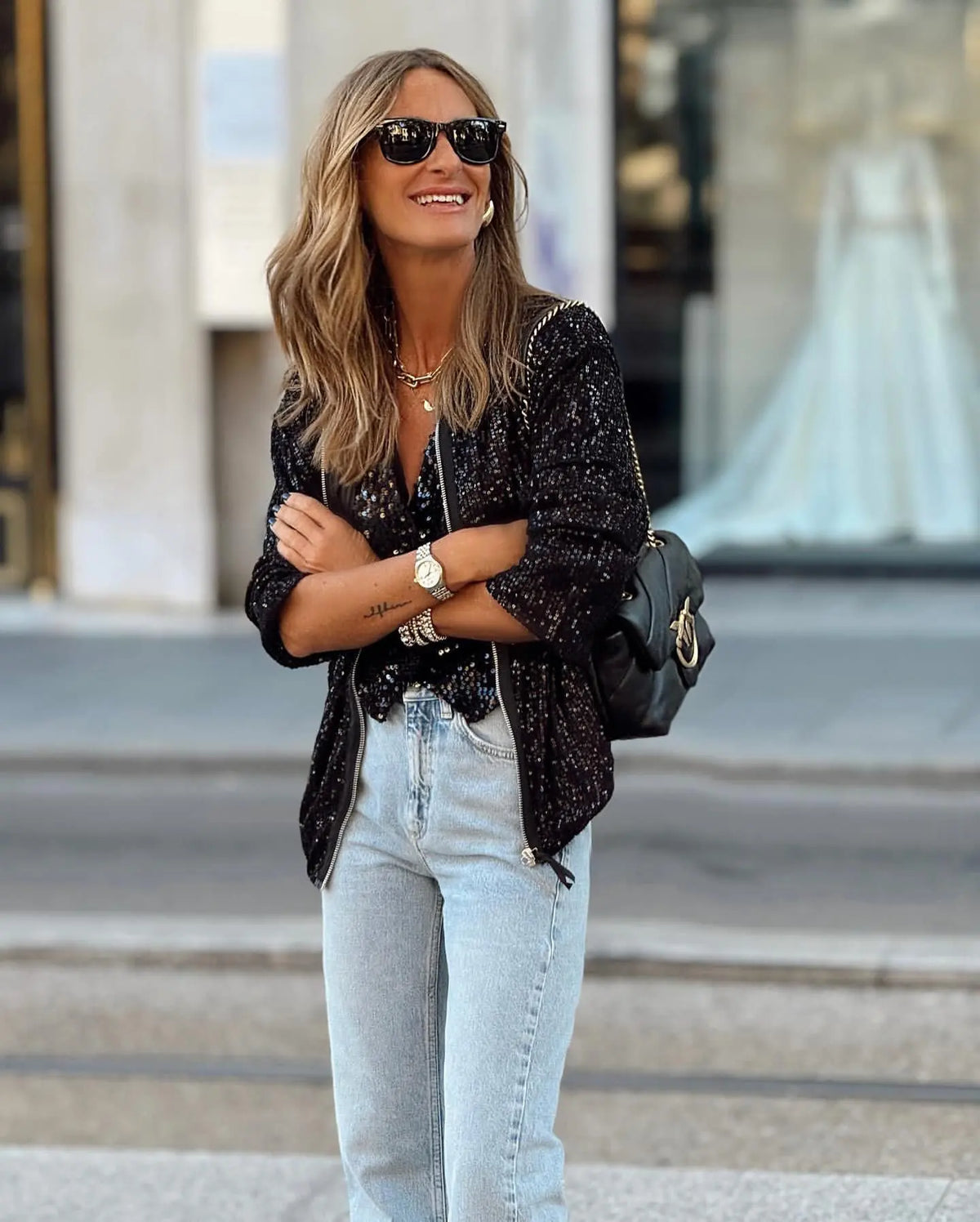 Women's Sequin Blazer – Shimmery Regular Fit Jacket