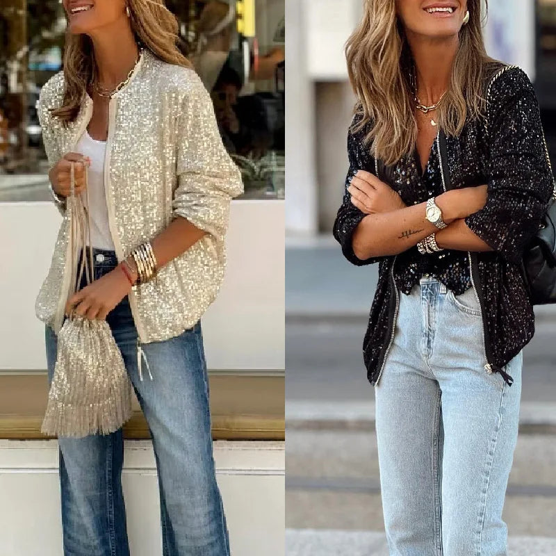 Women's Sequin Blazer – Shimmery Regular Fit Jacket