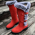 Women's Orthopedic Lined Boots with Faux Fur Trim and Buckle Detail