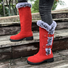 Women's Orthopedic Lined Boots with Faux Fur Trim and Buckle Detail