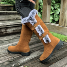 Women's Orthopedic Lined Boots with Faux Fur Trim and Buckle Detail