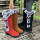 Women's Orthopedic Lined Boots with Faux Fur Trim and Buckle Detail