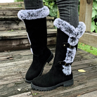 Women's Orthopedic Lined Boots with Faux Fur Trim and Buckle Detail