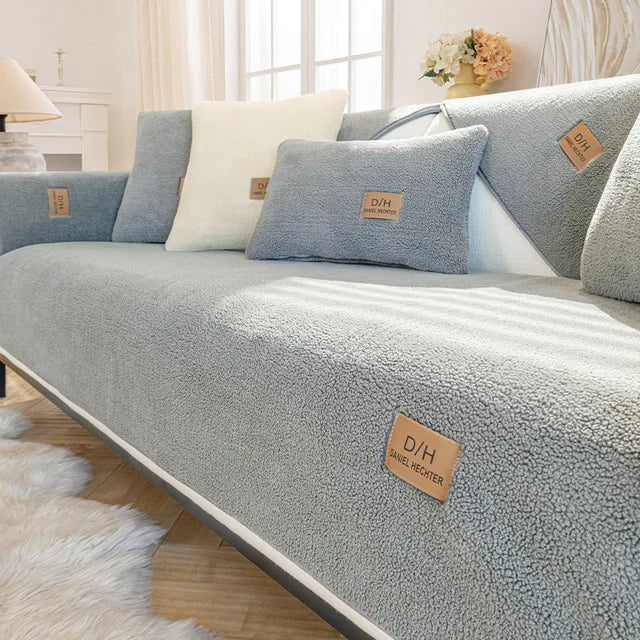 Sherpa Fleece Sofa Cover - Soft, Non-Slip Couch Throw