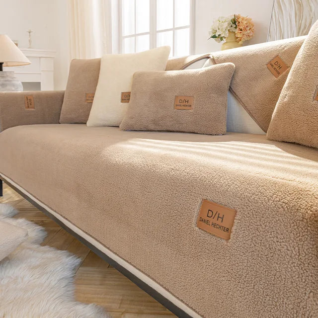 Sherpa Fleece Sofa Cover - Soft, Non-Slip Couch Throw