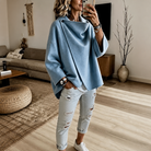 Women's Asymmetric Wrap Cape Jacket with Button Collar