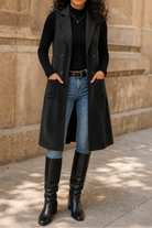 Women's Longline Vest Sleeveless Open-Front Waistcoat