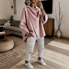 Women's Asymmetric Wrap Cape Jacket with Button Collar