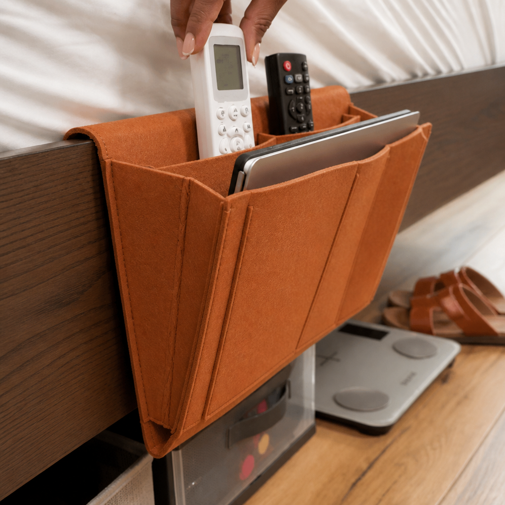 Under-Mattress Bedside Storage Caddy – Felt Hanging Organizer
