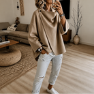 Women's Asymmetric Wrap Cape Jacket with Button Collar
