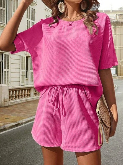 Elly | Dames Geribde Rib & Short Set – Ademend Comfort en Subtiele Elegantie